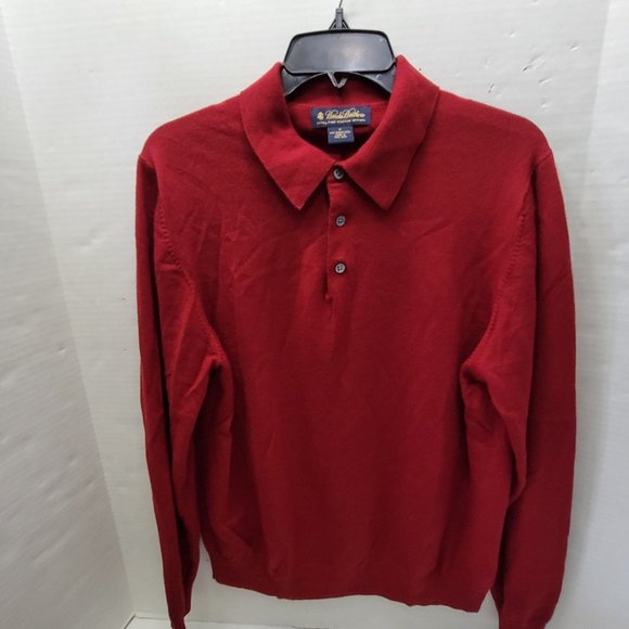 Brooks Brothers Dark Red Ribbed Pullover Sweater Shirt Mens
